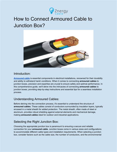 connect armored cable to junction box|connecting armoured cable junction box.